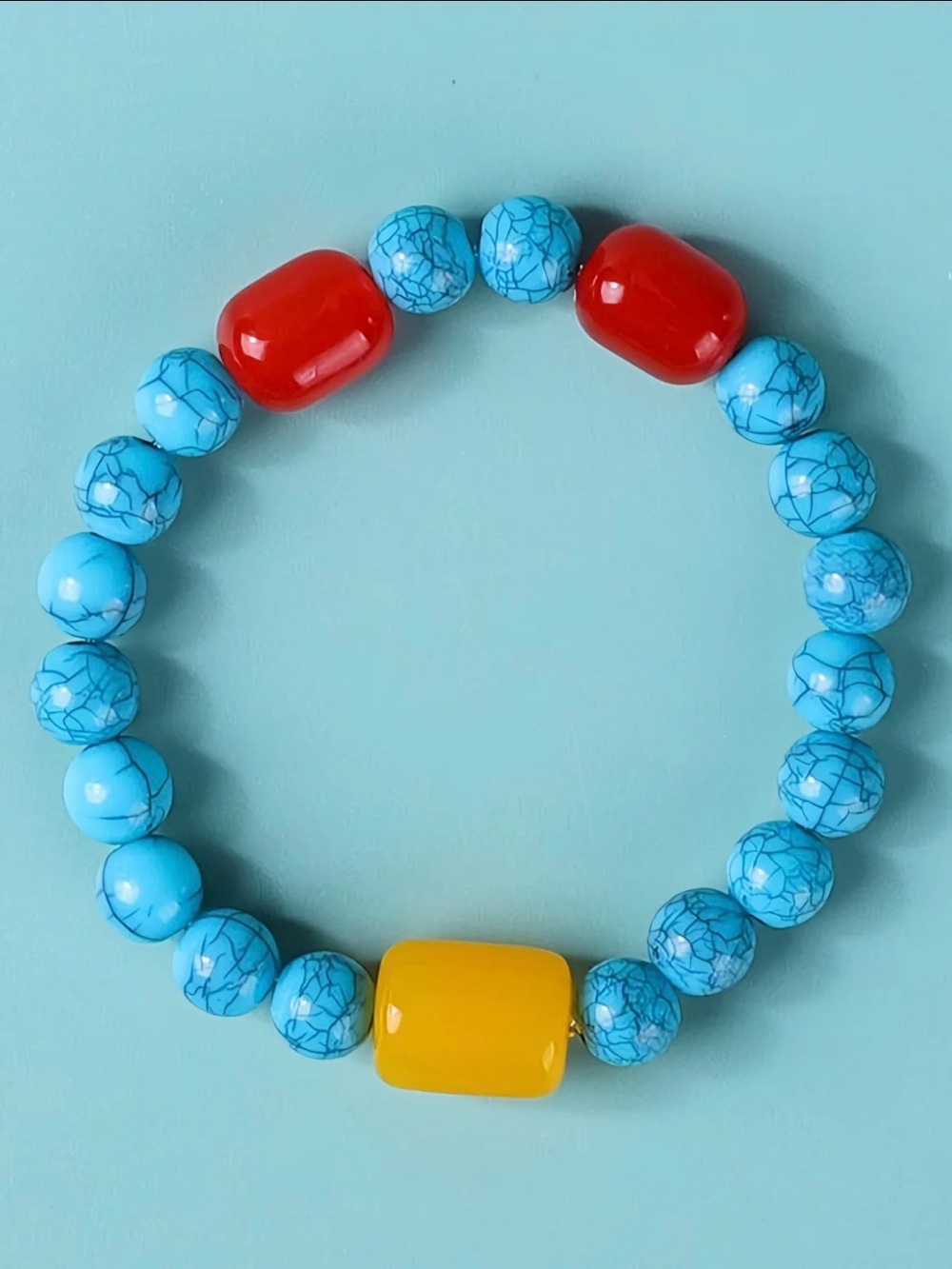 BOHO TURQUOISE BEADED STRETCH BRACELET